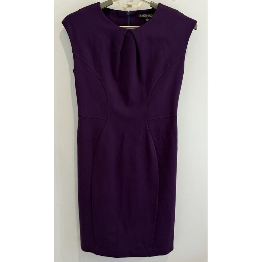 Brooks Brothers Womens Cap Sleeve Sheath Dress Deep Purple Stretch Size 8